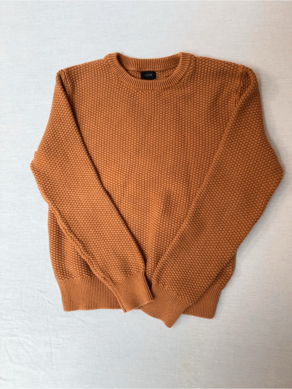 J. Crew Small Textured Crewneck Sweater in Rust Orange 100% Cotton